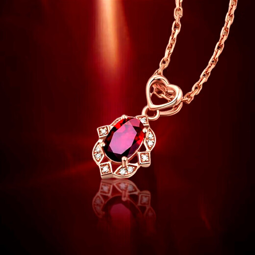 Haikai Necklace Women's Ruby Necklace Luxury Jewelry Chinese Valentine's Day Birthday Gift for Wife 0.6 Carat Pigeon Blood Red Ruby Necklace (3 Points Diamond)
