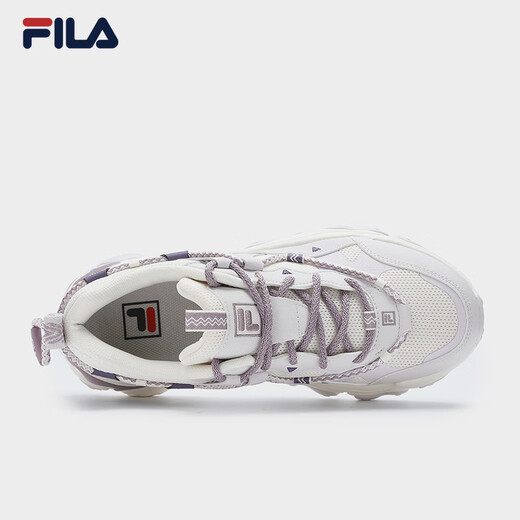 FILA official women's shoes FLUID 5 cat claw casual shoes fashionable retro sports shoes for women milk white/romantic purple-GO 38