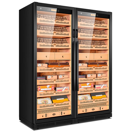 CIGARLOONG 275C cigar cabinet, constant temperature and humidity cabinet, air-cooled, ammonia-free and alcohol-curing Spanish cedar wood shelf, large capacity embedded WiFi intelligent control compressor cigarette cabinet with fingerprint lock, light luxury black cigar model, clean ammonia + WiFi + fingerprint lock