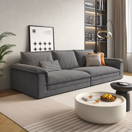 狄普奶油风科技布沙发客厅简约小户型超大坐深直排猫抓布帆船671沙发 0.8m脚踏 LM猫抓布+4CM天然乳胶