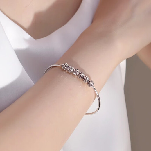 Yuan Shengfu's new PT950 high-quality fashionable hollow ball platinum bracelet, genuine platinum transfer beads, women's hand jewelry, 7.82g, 14-15.5CM