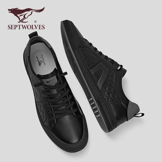 SEPTWOLVES official men's shoes new sneakers business men's shoes men's white shoes casual shoes W8343430083 black 40