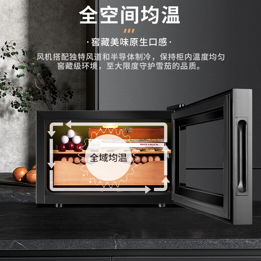 CIGARLOONG 25C cigar cabinet small mini intelligent energy-saving silent temperature control moisturizing cabinet Spanish cedar wood office home embedded alcoholic constant temperature red wine cabinet full cigar style - black