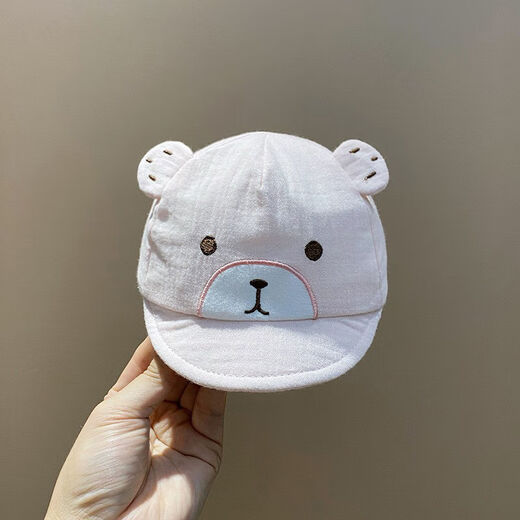 兔兔大文婴幼儿帽子夏季薄款0-3-6-12个月宝宝遮阳防晒帽网眼鸭舌帽新生儿 小熊蓝色（网眼款）松紧腰 帽围36-45cm（建议0-12个月）