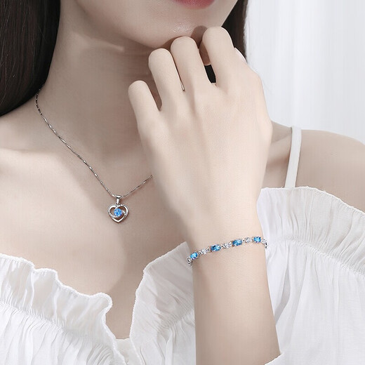 GRAMDA Eternal Heart Pure Silver Necklace Women's Clavicle Chain Mom Pendant Fashion Jewelry Wife's Birthday Gift for Girlfriend Pure Silver Necklace 925 Silver Bracelet Rose Gift Box