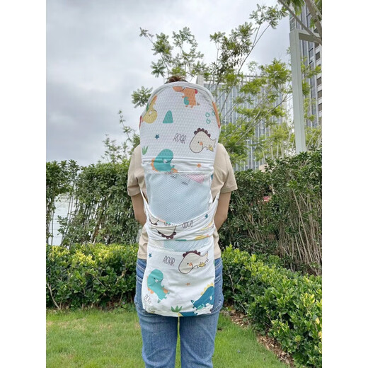 摩登孕妈云南贵州传统老式婴儿背带宝宝后背式夏季薄款广东背巾外出透气轻 可爱恐龙网格薄款(大号86cm*70cm