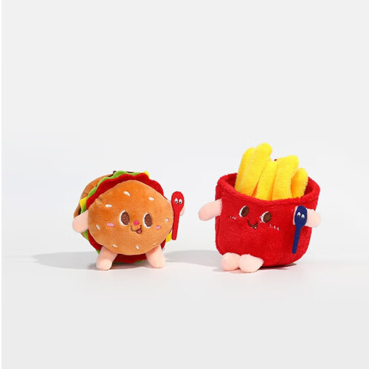Langcheng niedliche Pommes Hamburger Bag Anhänger Puppen Paar Schlüsselbund-Rucksack Hängende Ornamente, um den Schülern Abschlussgeschenke Hamburger Anhänger 8-10 cm zu geben