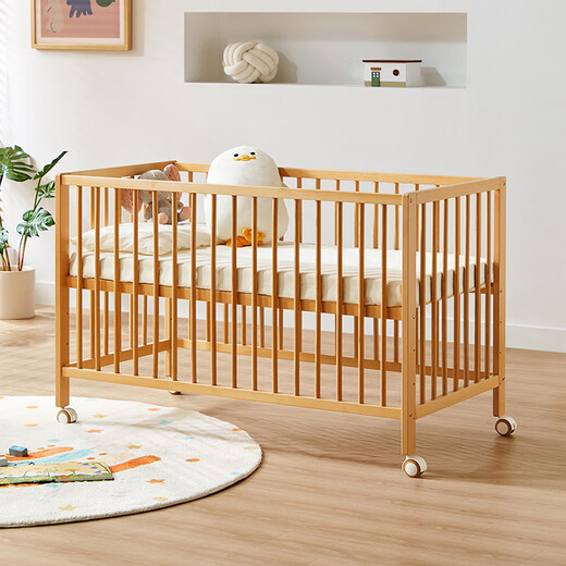 LINSY KIDS Lin's home crib spliced large bed all solid wood bed multi-functional removable baby bed LS535 crib (0.6*1.2) + mattress