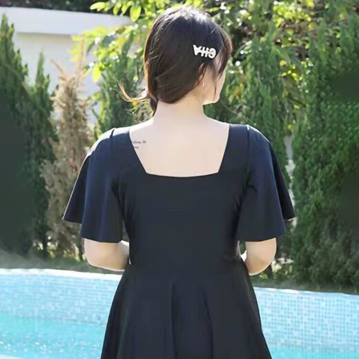 Bangbo World Plus Size Swimsuit Women's One-piece Hot Spring Covering Belly Sleeveless Sexy Slim Swimsuit Skirt Style Fat Girl Plus Size Swimsuit Bow Tie One Size (Suitable for 90 Jin Jin equals 0.5 kg -150 Jin Jin equals 0.5 kg)