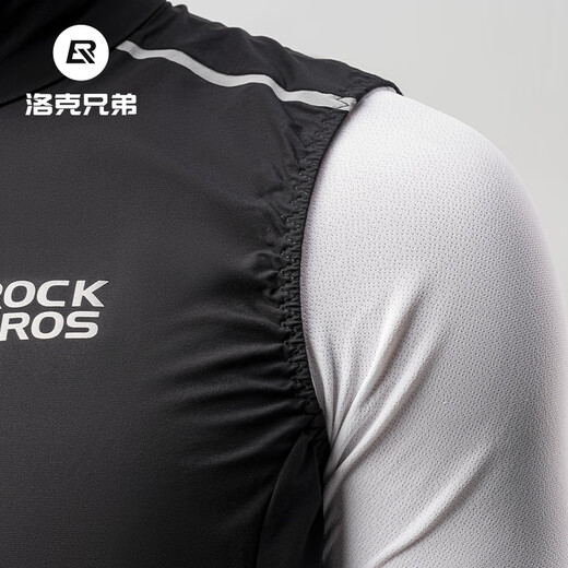 Rock Brothers Windproof Cycling Vest Men's Vest Warm Road Mountain Bike Clothing Breathable Sleeveless Top Black XXXL
