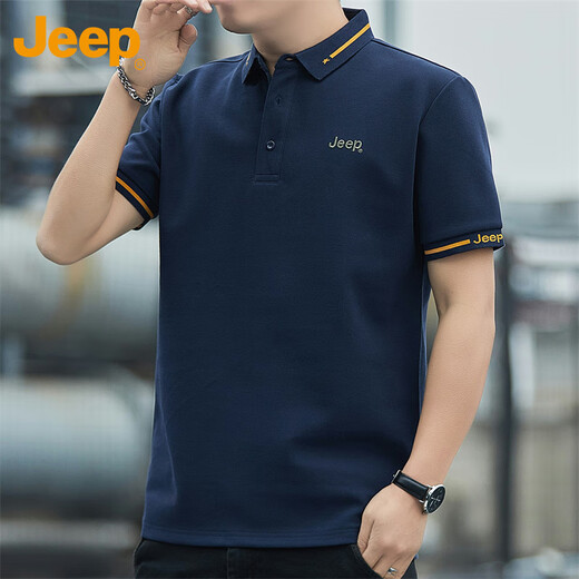 Jeep (JEEP) short-sleeved T-shirt men's summer Polo business casual shirt men's loose cool clothes men's sapphire blue 3XL