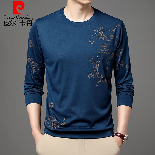
Pier Cardin brand high-end gray sweatshirt for men's inner bottoming shirt clothes autumn new casual printed long-sleeved T-shirt for men B6627 gray 48