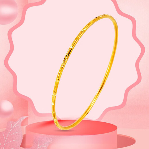Qianjunjin store model Hong Kong duty-free light luxury 18k coil bracelet for women fashion 999 classic thin circle bracelet rice flower 60mm style one