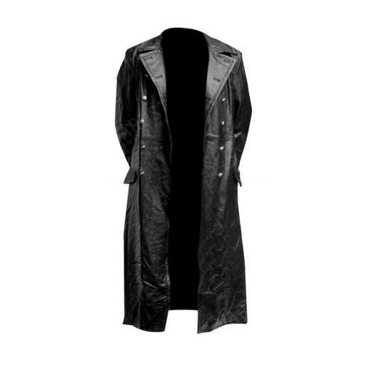 Yimimei Trench Coat World War II German Army Coat Large Size Clothing Long Men's Double-breasted Leather Officer's Uniform Jacket Black S One Size