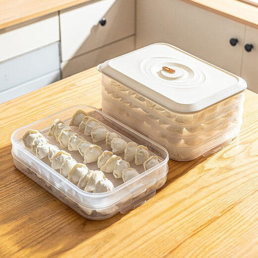 Modern Housewife Dumpling Storage Box Home Dumplings and Wonton Crisper Box Refrigerator Quick Freezer Box Food Grade Freezer Box Dumpling Box White - Can Hold 120 Dumplings 2 Layers Specifications See Figure 2 for details