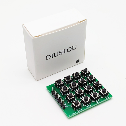 Throwing stones micro switch 4x4 matrix keyboard module 16-button development board/microcontroller external keyboard 2.54mm pin straight plug 4*4 matrix keyboard one