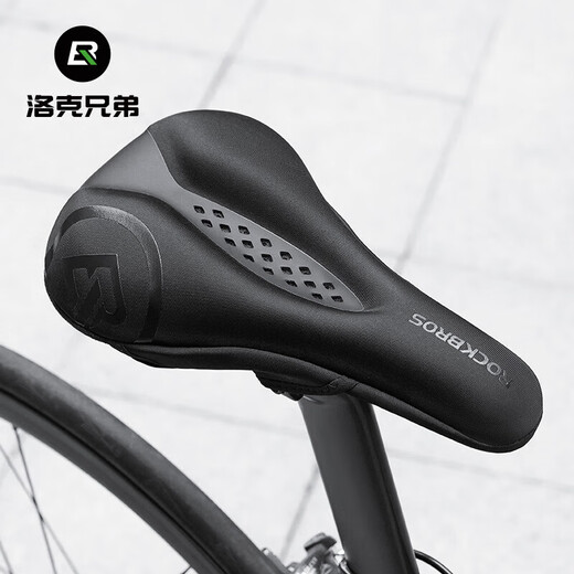 Rock Brothers bicycle seat cushion cover thickened silicone hollow men's and women's mountain bike road bike riding saddle cover black