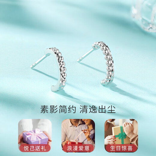 Liuguifu Jewelry PT950 platinum earrings plain white gold earrings earrings gift for women PT0200062 1.55g