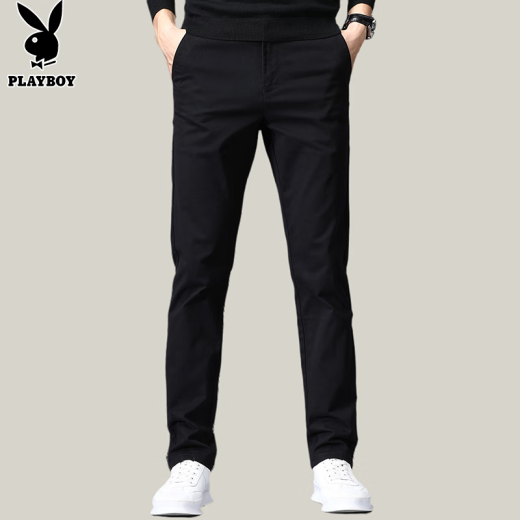 Playboy (PLAYBOY) casual pants men's straight 2024 pants men's spring and summer men's loose trendy trousers royal blue 33
