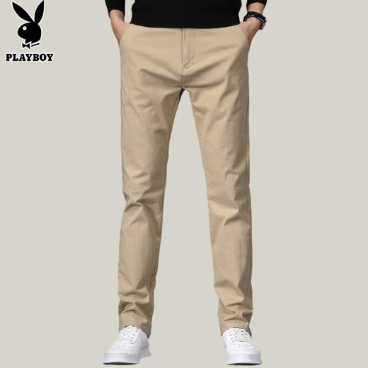 Playboy (PLAYBOY) casual pants men's straight 2024 pants men's spring and summer men's loose trendy trousers royal blue 33