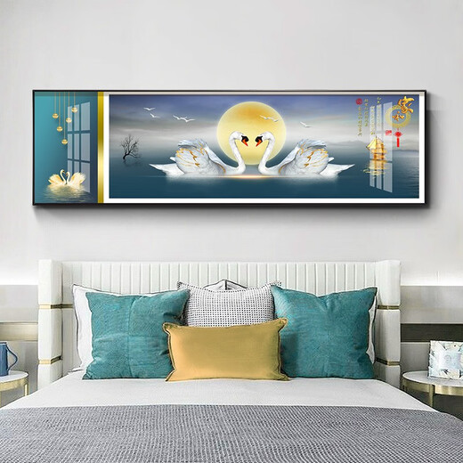 莫画泸林现代简约卧室装饰画温馨浪漫床头画酒店宾馆民宿房间挂画背景墙画 10 相濡以沫12140 170*50黑框(晶瓷画)1.8-2米床头