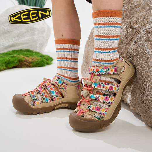 KEEN official new product NEWPORT H2 children's outdoor cool travel wading shoes children's shoes safari yellow/birch color-1028827-big children 35