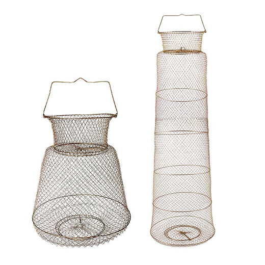 Diaohaha metal fish protection net fish basket net bag portable steel wire fish cage fishing net folding stainless steel fish net stream fish basket 30cm 0.47m (304 stainless steel wire) for sea water