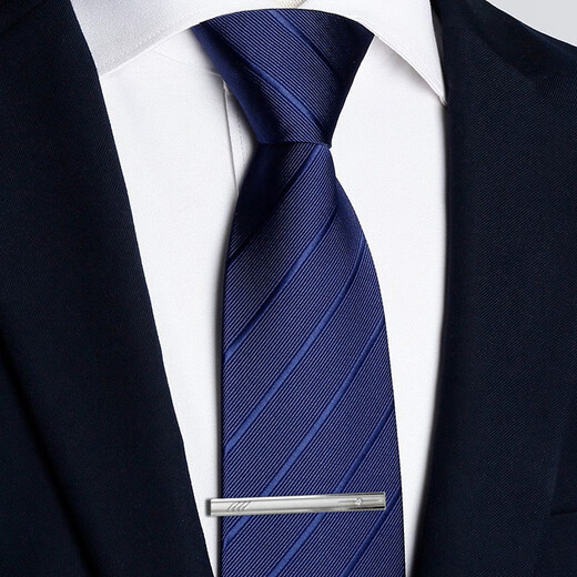 海伊朵男士银色流线领带夹商务正装简约结婚男女别针韩版保安领夹时尚 男士领带夹（随机3个装）