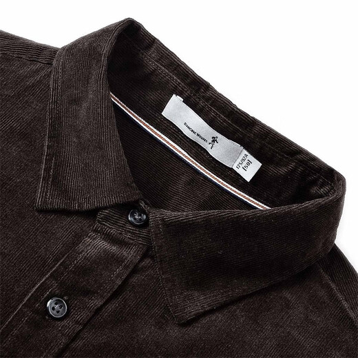 与狼共舞【灯芯绒&纯棉】通勤百搭舒适男士长袖衬衫 302深咖啡 L(175) 