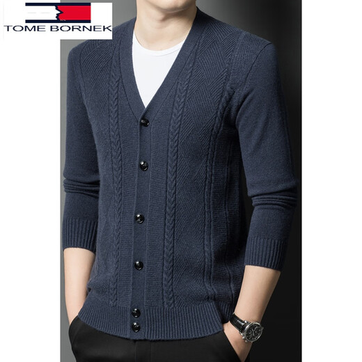 TOME BORNEK2024 New V-neck 100% Cardigan Sweater Men's Cardigan Jacket Casual Knitted Sweater Autumn and Winter Sweater Dad's Wear Yanyutuo 105