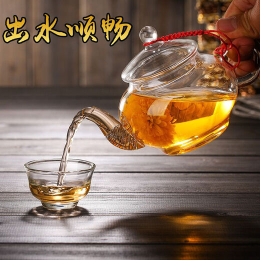 Small glass teapot, teapot, flower teapot, transparent heat-resistant filter hanging spring pot 200ml, single Kung Fu tea set, spring filter pot 250ml