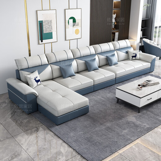 Yuanyanzi Guangdong Foshan Dongguan Sofa Top Ten Modern Simple New Technology Fabric Sofa Living Room Home User Tempered Glass Coffee Table Standard Version High Density Sponge Cushion Cotton