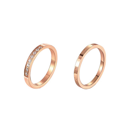 MZMZ color gold ring for men and women, rose gold index finger trendy pair of rings, Valentine's Day birthday gift for girlfriend and wife, noble two-piece set, ring number remarks