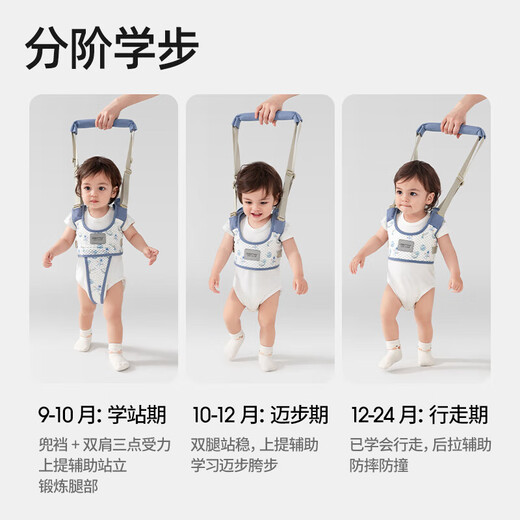 Betis toddler belt for infants and young children learning to walk, traction rope to assist in standing, anti-fall, baby learning to walk artifact, spruce blue, classic model