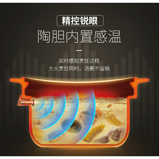 SUPOR electric stew pot, electric stew pot, soup pot, stew soup pot, porridge pot, precise control and fast incandescent pottery electric stew pot, intelligent fully automatic home slow cooker, slow fire simmering soup, clay pot and crock pot soup, precise control and fast series incandescent pottery liner 5 liters TG50YC5 5L