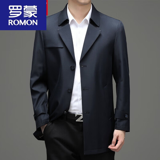 罗蒙（ROMON）男士风衣中长款2025春秋新款英伦风中年爸爸装休闲外套 卡其 S 165
