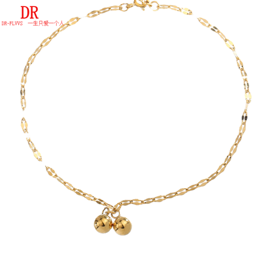 Fat Donglai's same style 18K gold anklet for women with double bells AU750 rose gold that will ring enough K gold double bell anklet