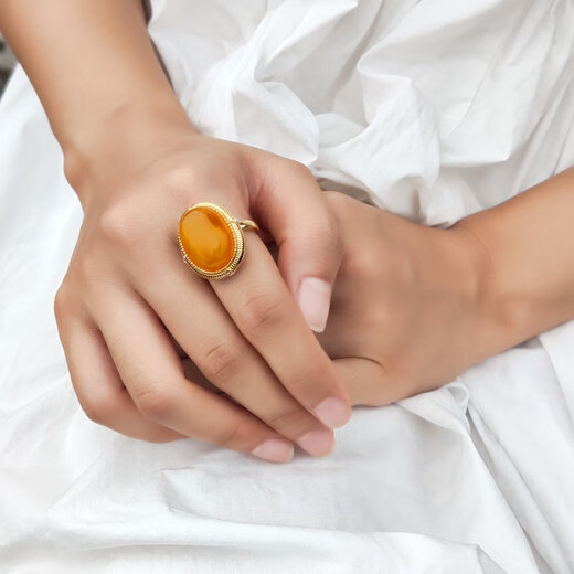 Her generation-old beeswax open ring S925 silver national fashion jewelry birthday gift for mother and mother-in-law 14*19MM (869178) One thing, one certificate