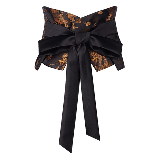 Purple Heart Bamboo New Chinese Style Retro Chinese Style Waist Belt Tunic Women's Wide Belt Decoration Dress with Skirt Hanfu Ethnic Style Black Gold