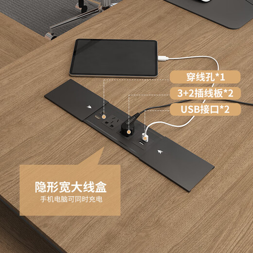 Fubaisen boss desk office desk high-end light luxury president simple modern manager desk and chair combination double cabinet executive desk executive desk 3.2*0.9 meters boss desk