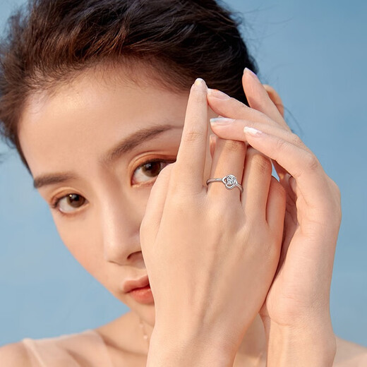 MZMZ platinum ring four-leaf clover diamond ring wedding birthday anniversary gift for girlfriend for girlfriend for wife light luxury four-leaf clover ring