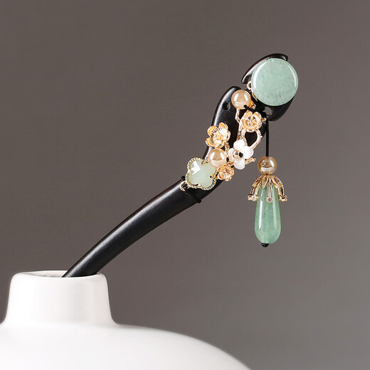 Qumeisi ancient style hairpin wooden hairpin step rocking tassel headdress can be worn Chinese style cheongsam daily simple female Q001