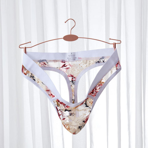 ROSELEX confidential delivery men's sexy underwear sexy thong transparent lace one-piece underwear low M royal blue