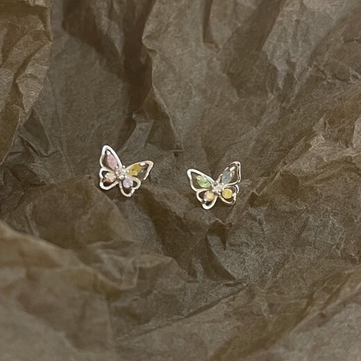 Core luxury sterling silver 999 pure silver needle butterfly earrings for women, ear bone nails, high-end earrings, exquisite and compact, non-allergenic for ear piercing, one pair + exquisite gift box