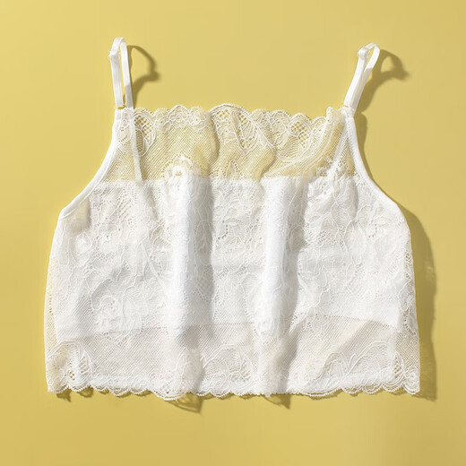 High-end mulberry silk suspender bra summer base black white vest sexy lace tube top anti-exposure white peony flower-no breast pad M suitable for 85-105Jin Jin equals 0.5 kg