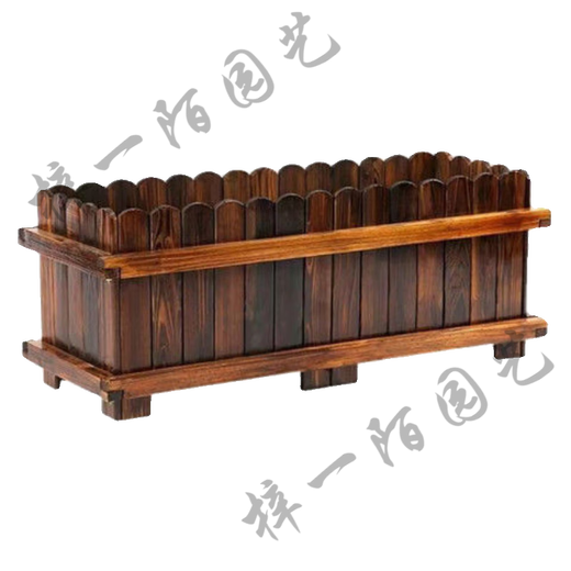 Flower box, balcony, tree pot, vegetable box, carbonized anti-corrosion wood, large potted plant, outdoor planting box, outdoor courtyard, three-piece combination set 120x60x60 (as shown in the picture, Pinus sylvestris large