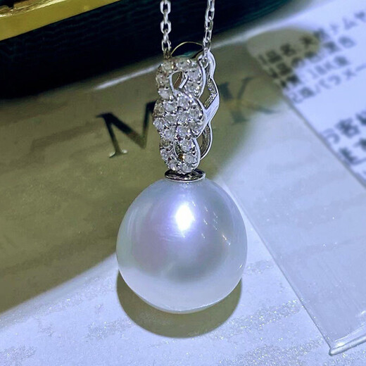 Bindao Jennifer Jewelry 12-13mm perfect round white freshwater pearl pendant 925 silver lucky knot clavicle chain for women perfect round