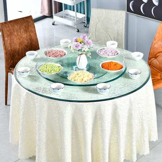 Zhuobo dining table turntable tempered glass turntable round table large base desktop rotating table BZP2 six auxiliary wheels 78cm