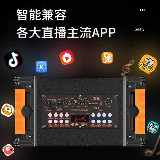 Sony Ericsson (soaiy) F29 sound card live audio three-way outdoor trolley Internet celebrity performance high-power square dance speaker Bluetooth F28 strap portable karaoke subwoofer high volume F28-8-inch strap sound card speaker + 2 microphones