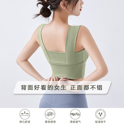 Bo Naling Yoga Wear Women's Suit Yoga Vest Bra Sports Suit Trousers with Chest Pad Two-piece Pilates Training Suit Green M 90-110Jin Jin is equal to 0.5 kg